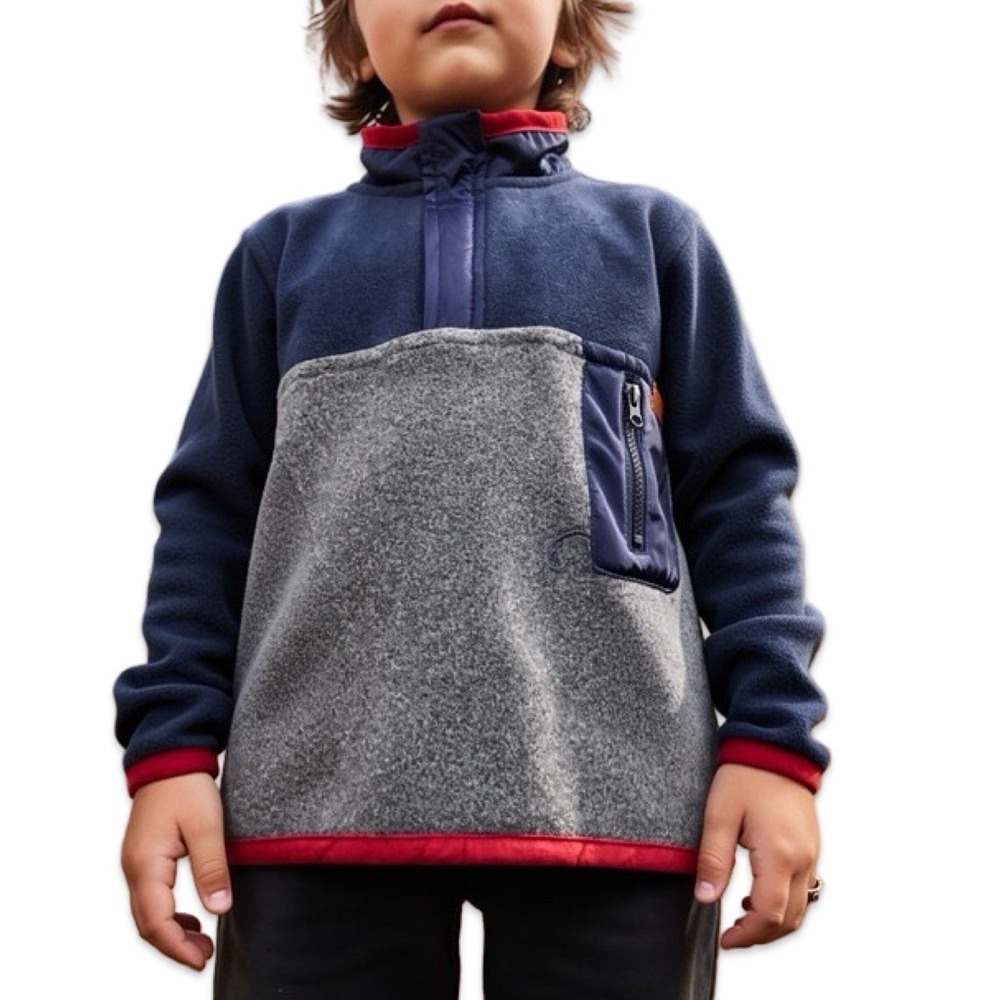 7 For All Mankind Kids Fleece Pullover 24M Navy Gray Red NWT Layer Soft Snaps